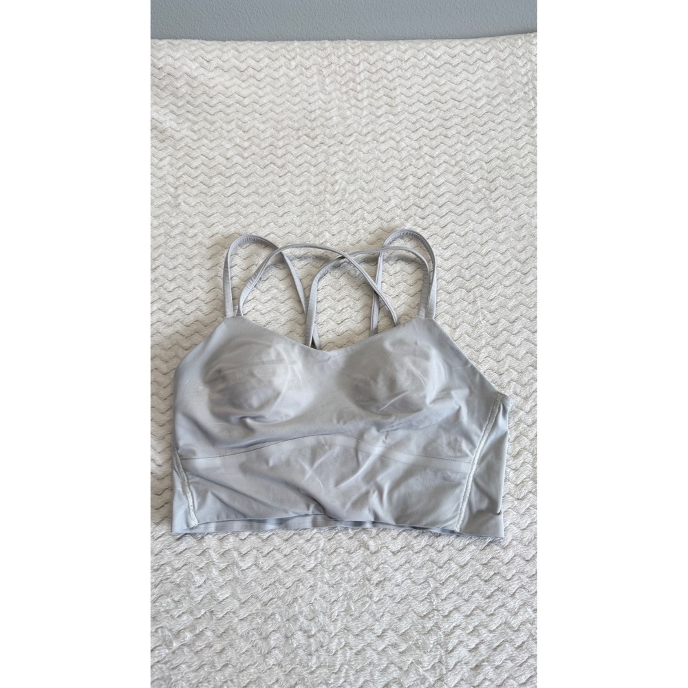 Lululemon Free To Be Serene Sports Bra Light Gray Strappy Back Yoga Size 6